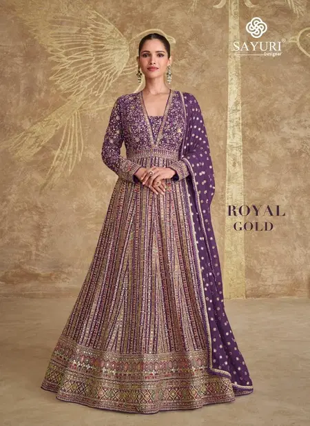 Royal Gold By Sayuri Georgette Designer Gown With Dupatta Exporters In India Catalog